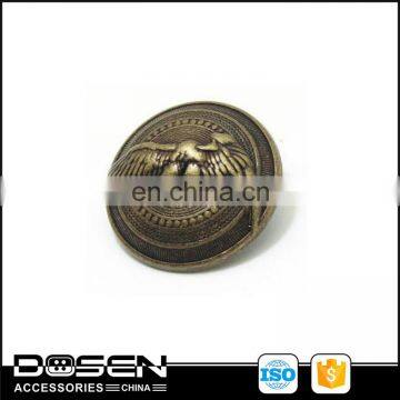 Custom Fashion classical emboss eagle pattern logo metal sewing buttons for coat decorative uniform accessories