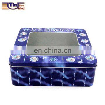 Large Square Food Storage Tin Box with A PET Window