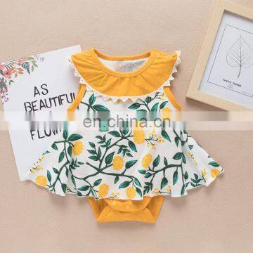 RTS Baby girl knitted floral pattern sleeveless Romper comfortable wholesale price jumpsuit