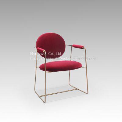 Modern style chair dining chair DC-1808 upholstery chair solid metal frame with velvet fabric diningroom furniture