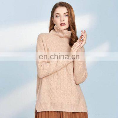 Irregular High Neck Soft 100% Cashmere Sweater Pullover for Women