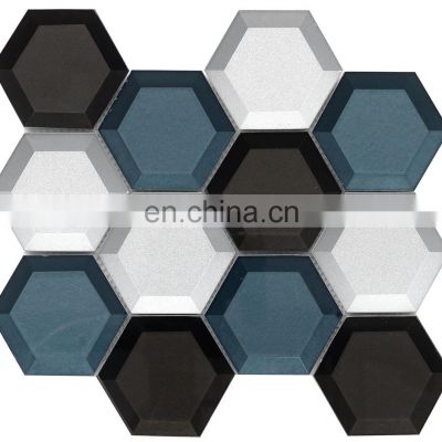 Hotel project crystal mixed material 8mm thickness mosaic tile mosaic pins pastilha glass hexagonal mosaic