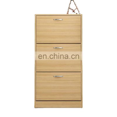 Pine Shoe Cabinet With 3 Drawers