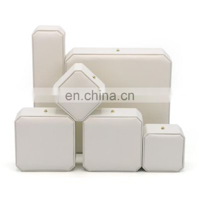 Custom Logo Luxury Jewelry Packaging White Color  Pu Leather Ring Box