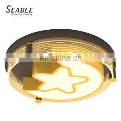 Popular Indoor Black Gold Modern Decoration Bedroom Living Room Round Star LED Ceiling Light