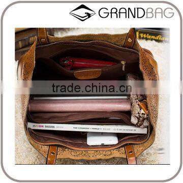 2016 Fashion Hollow Out Carve Pattern Genuine Leather Handbag Classic Shoulder Bag for Women photo-3