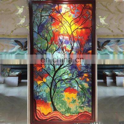 Customized design diy decorative flower glass mosaic wall art live room flower pattern mosaic tile decoration mural mosaic