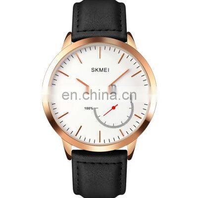 OEM Custom Logo Men Wristwatch Brand Skmei 1510 Japan Movement Waterproof Genuine Black Leather Quartz Watch