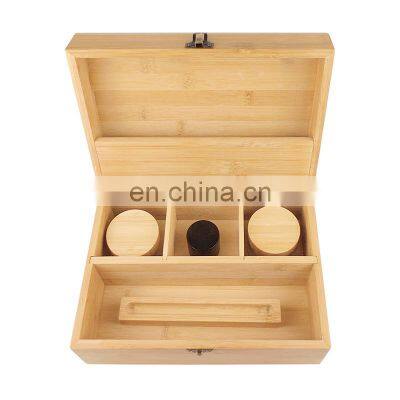 2 Airtight Containers Large Bamboo Stash Box WIth Sliding Rolling Tray photo-2