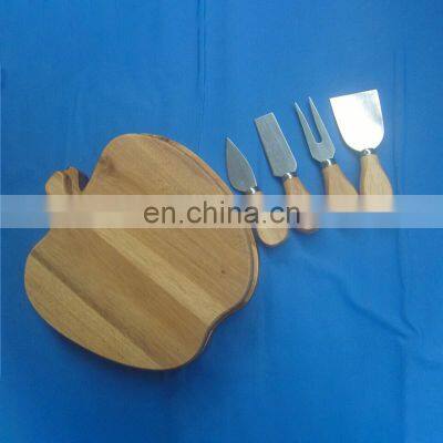 Trendy Unique Tool Small Solid Handle Wooden 4 Pcs Custom Wholesale Acacia Stainless Steel Board Cheese Knife Set