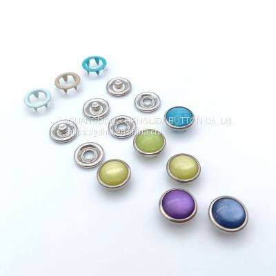 HLD factory custom color 16L 18L pearl Prong snap button for garment