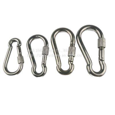 304/316 Stainless steel carabiner hook with lock nut