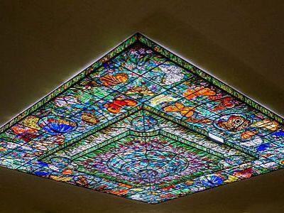 Printed Stained Glass Dome Handcrafted Dia. 4300mm Classique Stained Art Glass Dome Ceiling Tiffany Stained Glass Dome Ceiling