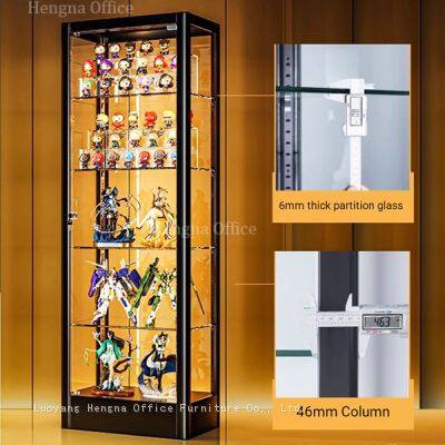 5-Tier Dust-proof Action Figure Display Case| Modern Glass Curio Cabinet for Living Room| JUNTUO