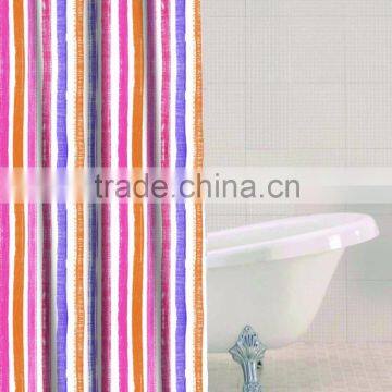 Shower curtain candy stripe printed, hot sale classic bathroom waterproof curtain