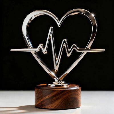 High-Quality CNC-Engraved Metal Heart-Shaped Trophy Award With Wooden Base — Shenzhen, China Manufacturer