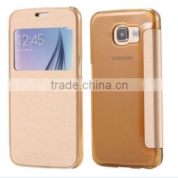 High quality view window flip smart leather case for Samsung Galaxy S6 edge