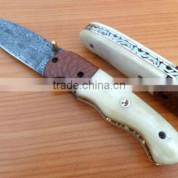 udk f86" custom handmade Damascus folding knife / pocket knife with Camel bone Handle