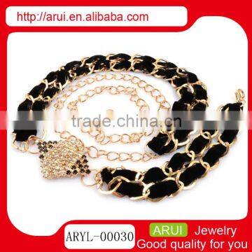 China wholesale stainless steel jewelry black cloth belly chain design