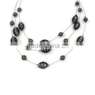 Handmade Fine Jewelry Wholesale Grey-Black Beads Statement Necklace Woman photo-2
