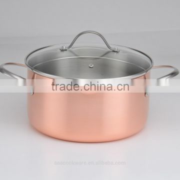 2015 New Item Tir-ply Copper Casserole With Glass Lid