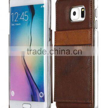 Card slot & wallet leather cover for Samsung Galaxy S6 Edge plus premium PU cover pouch