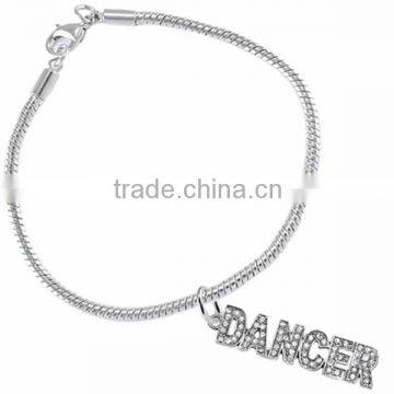 Genuine Austrian Clear Crystal "Dancer" Charm Chain Link Bracelet photo-5