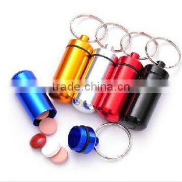 Aluminum Pill Cache Capsule Box Keychain