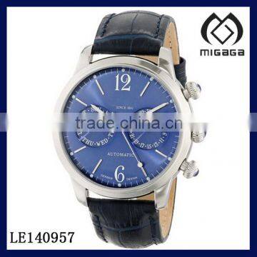 Men's Analog Display Automatic Self Wind Blue Watch*Two sub-dials for day and date function mechanical watch