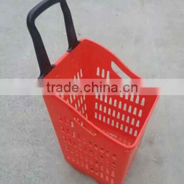 Big volume supermarket rolling baskets with wheels