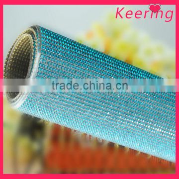 new products baby blue rhinestone with claw crystal rhinestone mesh trimming WRT-010