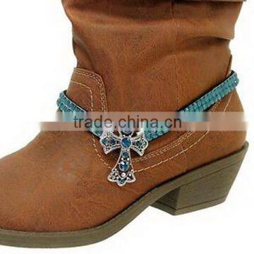 Cross Rhinestone Gem Western Cowgirl Cowboy Boot Jewelry Anklet Charm Strap