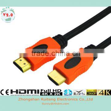 Dual color moulded HDMI Cable with Ethernet support 3D and 4K form 0.5-100m,player,TV