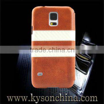 Bright color carbon fiber oil-wax leather stripe case for S5