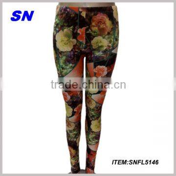 Custom Printed folwer & Stretchy Leggings, Women Printed Tights Leggings