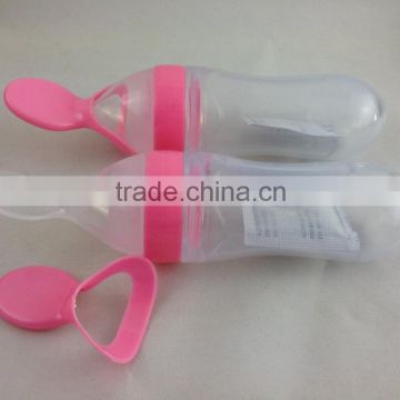 silicone baby feeding bottle with spoon