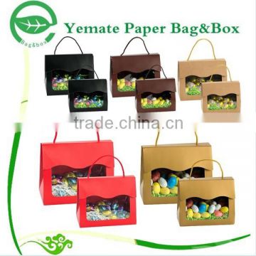 Luxury Custom Different Printed House Shape Gift Box, Gable Packaging Boxes with Handle and PVC Clear Window