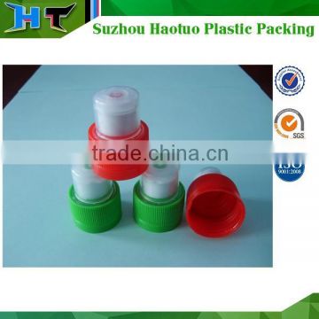 28mm plastic bottle cap push pull, plastic sprots cap with saftly ring