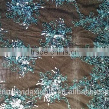 2015 hot sell sequin net embroidery fabric for women dress