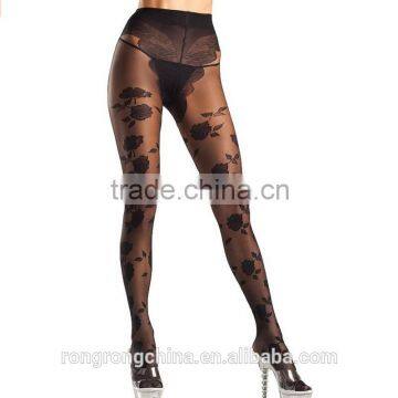 Women's Flower Jacquard French Cut Pantyhose