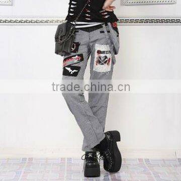 Unisex Punk Rave Goth Skeleton Trousers Removable Legs 71155