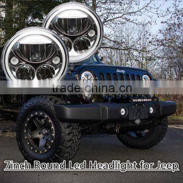 7" Round Chrome Full LED Halo Projector Headlights Lamps Wrangler TJ, JK, CJ, Harley Motorcycle bike