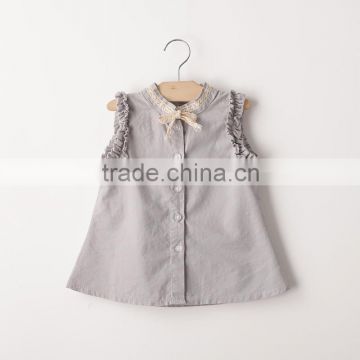 child girl stand collar sleeveless shirt cute sweet shirt baby ruffle shirts with bow