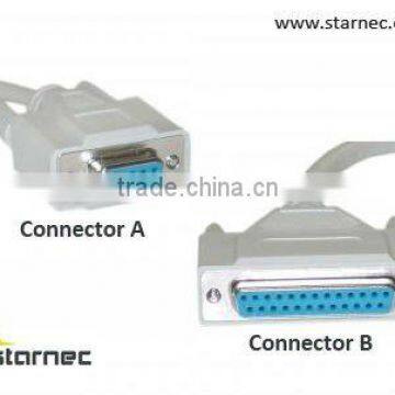 DB9 Female / DB25 Female, 8C, Null Modem Cable, DB9 rs232 serial null modem cable