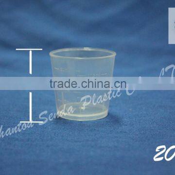 pp plastic cups, measuring cups pp in 20 ml transparent, 20ml plastic measuring cups