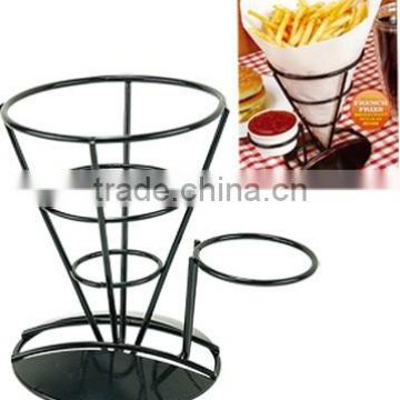 French Fry Holder Stand Conical basket Wire Dipping Sauce Condiment