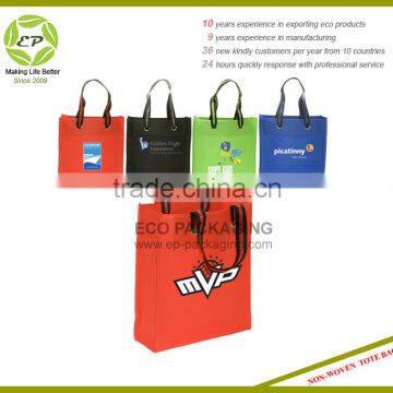 Nonwoven Promotional Bag With Grommet Double Stitched Stripe Handles