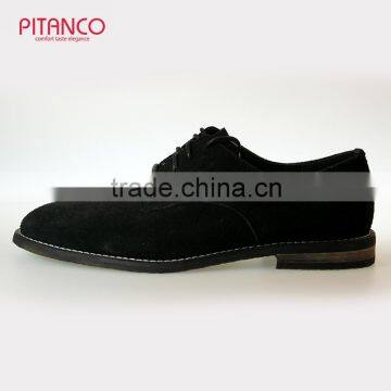 Black Swede Leather Lace-up Mens Derby Shoes photo-2