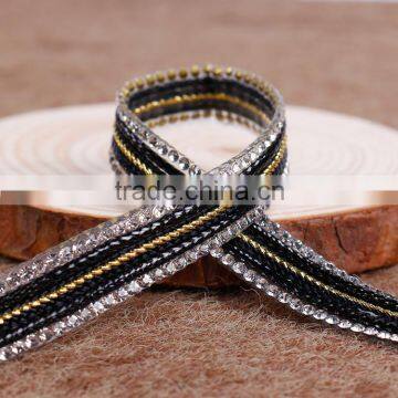 High Quality Hotfix Rhinestone Satin Ribbon For Bag Accessory