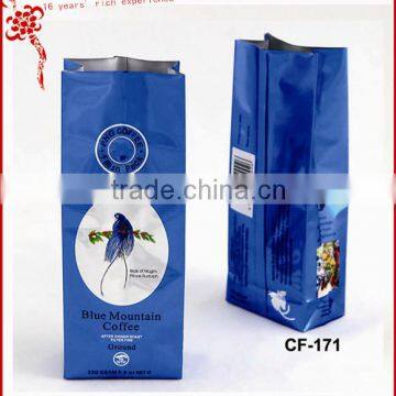 plastic coffee packaging bag with valve and side gusset